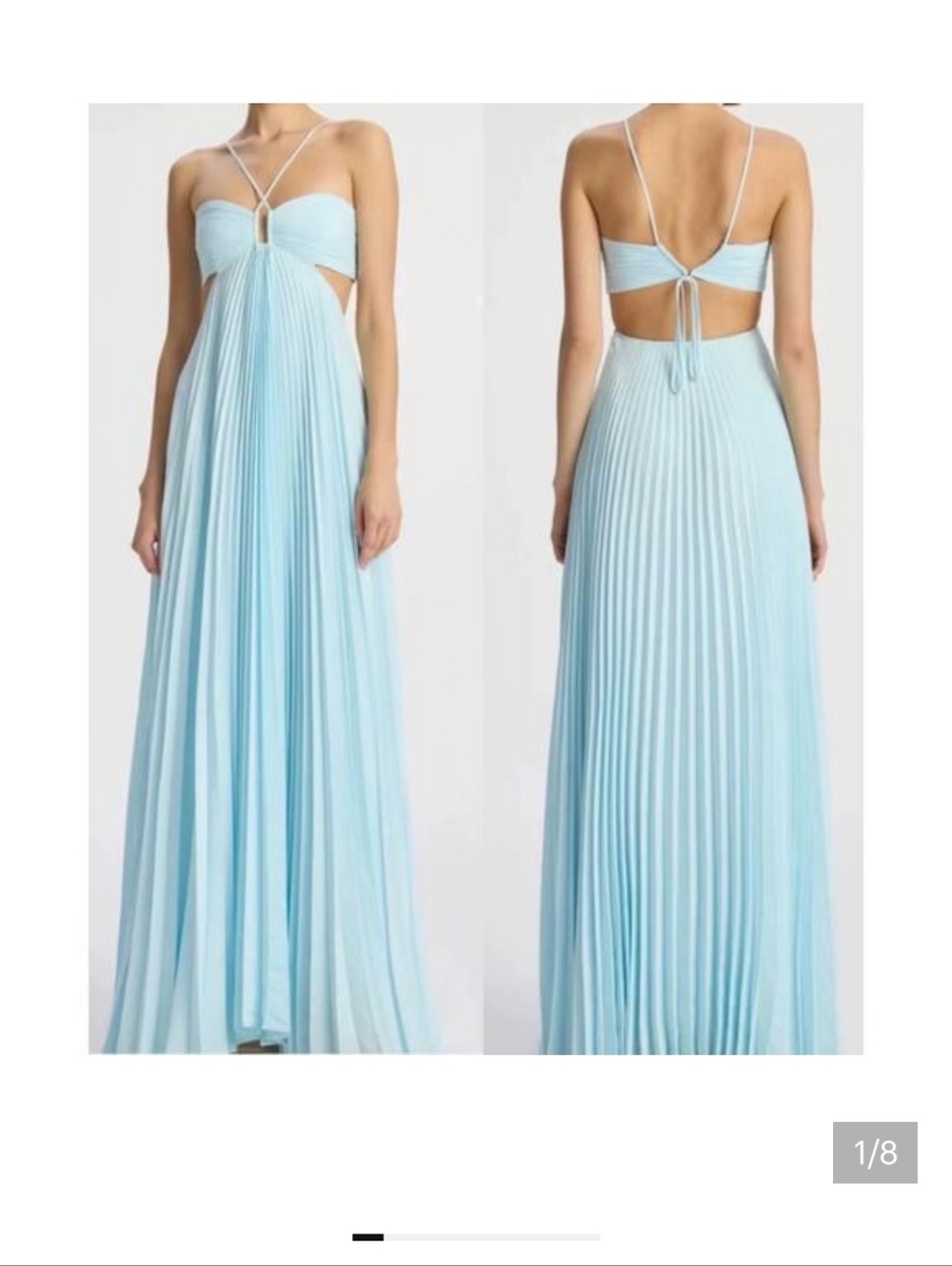 ALC Moira Satin Pleated Maxi Dress